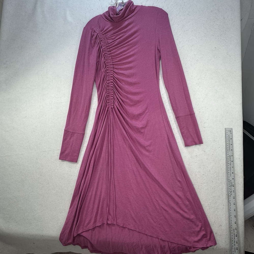 Anthropologie‎ Daily Practice Ruched Cowl Neck Cozy Midi Dress Pink sz M - Picture 13 of 13